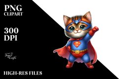 Colorful Baby Cat Hero Posing | Sublimation Clipart Product Image 1