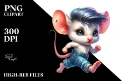 Cute Mouse Running with Cool Haircut, High-Res PNG Product Image 2