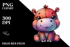 Colorful Baby Hippo Plush Clipart Product Image 3