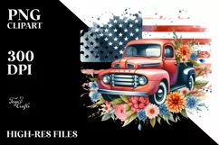 Watercolor Car with Flowers Clipart Product Image 1