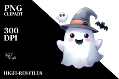 Simple Funny Halloween Ghost Clipart Product Image 2
