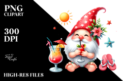 Cocktail Gnome in Beachwear, Whimsical PNG Product Image 2