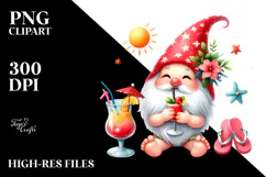 Cocktail Gnome in Beachwear, Whimsical PNG Product Image 2
