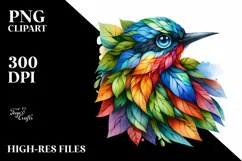 Abstract Vibrant Bird with Leaf Body PNG Product Image 3