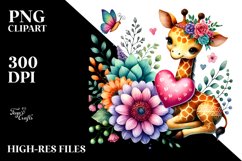 Boho Giraffe Sitting on Flower PNG Product Image 2