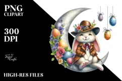 Watercolor Bunny with Jeans and Hat, Transparent PNG Product Image 2