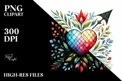 Washed Watercolor Heart with Arrow, PNG Product Image 2