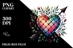 Washed Watercolor Stained Heart with Arrow Product Image 2