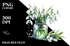 Snowdrop Jar White Background | Sublimation Clipart Product Image 2