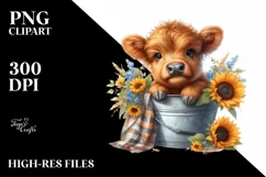 Cute Baby Highland Cow, PNG Product Image 1