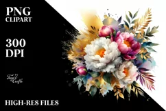 Abstract Watercolor Bouquet Gold Foil Clipart Product Image 1