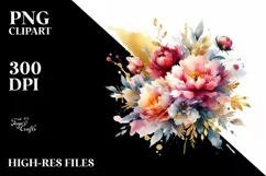 Abstract Watercolor Bouquet Gold Foil Clipart Product Image 3