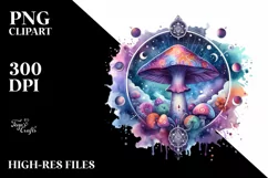 Vibrant Celestial Mushroom for Tarot, PNG Product Image 1