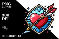 Cartoon Stained Heart, PNG Product Image 2