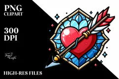 Cartoon Stained Heart, PNG Product Image 2