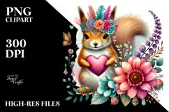 Cute Boho Squirrel with Heart PNG Product Image 2