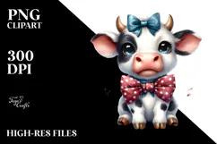 Funny Cow with Bow and Tie, Contempt PNG Product Image 2