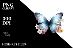 Grungy Butterfly with Spring Flowers PNG Product Image 2