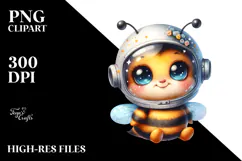 Cute Baby Bee with Astronaut Helmet, Transparent PNG Product Image 2