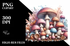 Detailed Pastel Shiny Mushroom PNG Product Image 1