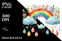 Colorful Flower with Hanging Easter Eggs PNG Product Image 2