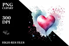 Washed Watercolor Heart, PNG Product Image 2