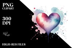 Washed Watercolor Heart, PNG Product Image 2