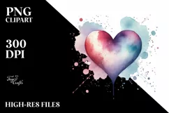 Washed Watercolor Heart, PNG Product Image 2
