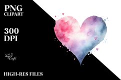 Washed Watercolor Heart, PNG Product Image 2