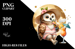 Happy Owl on Tropical Sunset Background Product Image 2