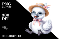 Cute Baby Swan with Hat and Sunglasses PNG Product Image 2
