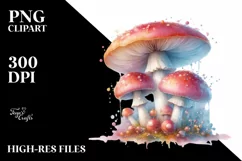 Glossy Mushroom Watercolor Splash PNG Product Image 3