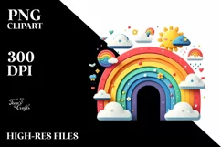 Colorful Watercolor Rainbow Clouds Clipart Product Image 1