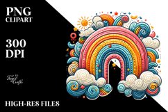 Colorful Whimsical Rainbow with Clouds | Clipart Product Image 2