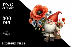 bouquet gnome watercolor poppy Product Image 3