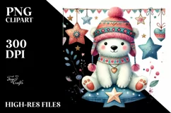Boho Polar Bear on Star, Transparent PNG Product Image 2