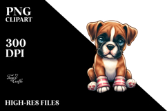 Cute Boxer Sitting in Sand | Sublimation Clipart Product Image 2
