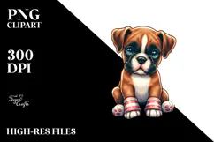 Cute Boxer Sitting in Sand | Sublimation Clipart Product Image 2