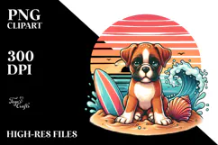 Cute Boxer Sitting in Sand | Sublimation Clipart Product Image 2