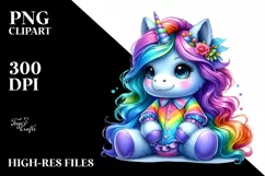 baby Unicorn Sitting PNG Product Image 1