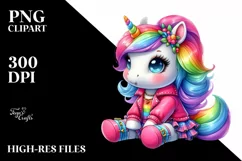 cute Baby Unicorn Sitting PNG Product Image 3