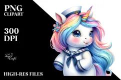 Baby Unicorn in Sailor Uniform PNG Product Image 2