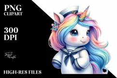 Baby Unicorn in Sailor Uniform PNG Product Image 3