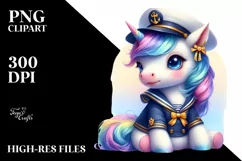 Colorful Unicorn in Sailor's Uniform PNG Product Image 3