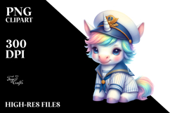 Colorful Baby Unicorn in Sailor Uniform PNG Product Image 2