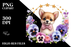 Smiling Pansy Babydog on a Star | Sublimation Clipart Product Image 2