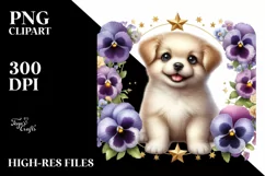 Smiling Pansy Babydog on a Star | Sublimation Clipart Product Image 3