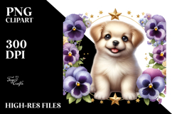 Smiling Pansy Babydog on a Star | Sublimation Clipart Product Image 2