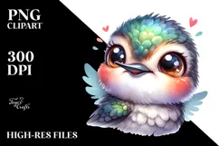Cute Baby Hummingbird with Goofy Smile, Transparent PNG Product Image 2