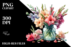 Gladiolus Jar White Background | Sublimation Clipart Product Image 2